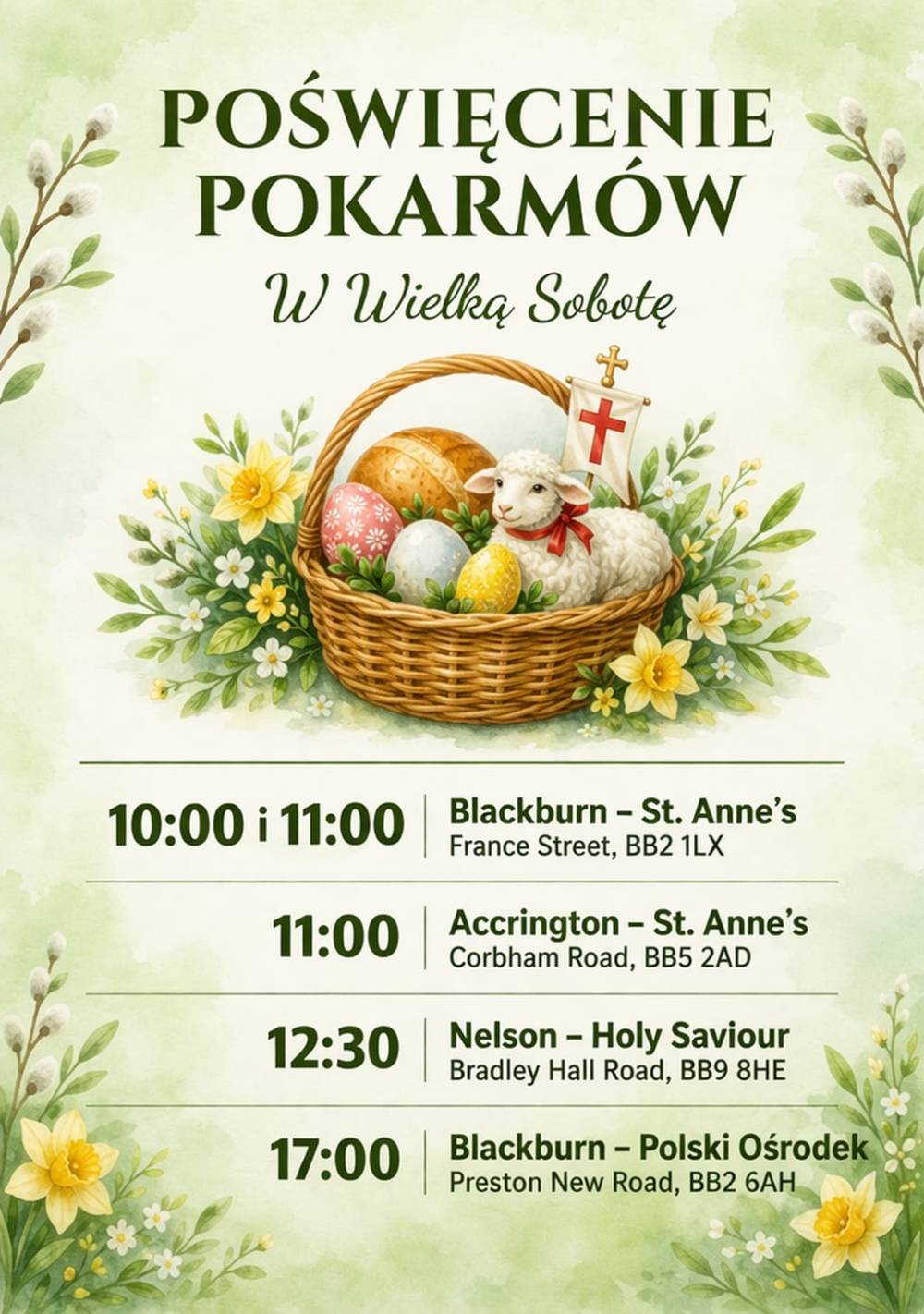 Poswiecenie pokarmow w Wielka Sobote 2026